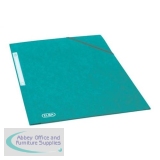 Elba Folder Elasticated 3-Flap 500gsm for 300 Sheets A4-Foolscap Green Ref 100200993 [Pack 10]