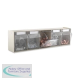 Barton Storage Clearbox No5 Container Unit Grey with 5 Clear Compartments W164xD600xH135mm Ref 51382