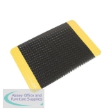 COBA Safety Deckplate Mat PVC Diamond Tread Foam-backed Yellow-bordered W600xD900mm Black Ref SD010701