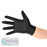 Polyco BG Nitrile Gloves Abrasion-resistance Rolled-cuff Large Black Ref GL8973 [Pack 100]