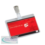 5 Star Office Name Badges Visitors Landscape with Plastic Clip 60x90mm [Pack 25]