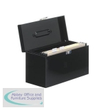 Metal File Box with 5 Suspension Files Tabs and Inserts A4 Black