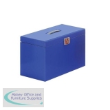 Metal File Box with 5 Suspension Files Tabs and Inserts A4 Blue
