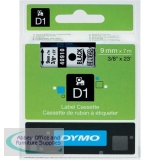 Dymo 1000/5000 Tape 9mm x7 Metres Black/Clear 40910 S0720670