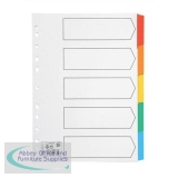 5 Star Index 230 micron Card with Coloured Mylar Tabs 5-Part A4 White