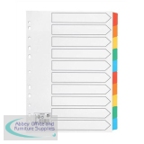 5 Star Index 230 micron Card with Coloured Mylar Tabs 10-Part A4 White