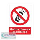 Stewart Superior Mobile Phones Prohibited 150x200mm Self Adhesive Sign Ref P087PP