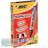 Bic Marking 2000 Permanent Marker Bullet Tip Line Width 1.7mm Assorted Ref 820911 [Pack 4]