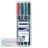 Staedtler Lumocolor Medium Tip Permanent Pen Wallet of 4 317-WP4