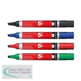 5 Star Permanent Marker Xylene/Toluene-free Smearproof Chisel Tip 1-4mm Line Assorted [Wallet 4]