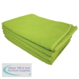 Bentley Microfibre Cleaning Cloths for Dry or Damp Multisurface Use Green Ref SPCMFC02G [Pack 6]