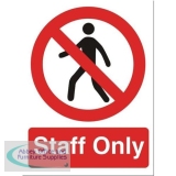 Stewart Superior Staff Only Self Adhesive Sign Ref PO85PVC