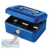 Helix Value Cash Box with Simple Latch and 2 Keys plus Removable Coin Tray 150mm Blue Ref WN6080