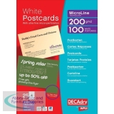 DECAdry Postcards 200gsm Microperforated 4 per A4 Sheet 148.5x105mm Ref OCB3325 [Pack 100 Cards]