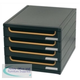 Exacompta ExaBuro Filing Unit Set Polystyrene Part-recycled 4 Drawer Black and Orange Ref 312411D