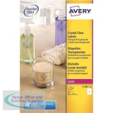 Avery Crystal Clear Labels Laser 1 per Sheet 210x297mm Transparent Ref L7784-25 [25 Labels]
