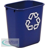 Rubbermaid Wastebasket Polyethylene Rectangular 26.6 Litres W365xD260xH380mm Blue Ref 2956-73-BLU