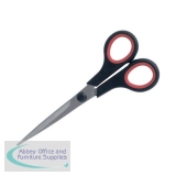 5 Star Office Scissors 160mm Rubber Handles Stainless Steel Blades Black/Red