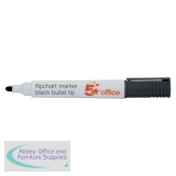 5 Star Office Flipchart Marker Bullet Tip Water-based 2mm Line Black [Pack 12]