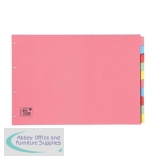 5 Star Subject Dividers Multipunched Manilla Board 10-Part Oblong A3 Assorted