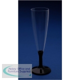 Champagne Flute Plastic Drinking Glass Black Stem 90cc Ref 2523 [Pack 6]