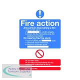 Safety Sign Fire Action Standard A5 Self-Adhesive FR03551S