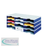 Styro 12-Compartment Literature Organiser Grey/Blue 268-0304-38
