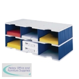 Styro 6-Compartment Jumbo Literature Organiser Grey/Blue 268-0322-38