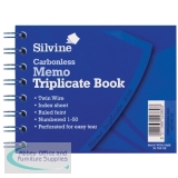 Silvine Twin Wire Carbonless Triplicate Memo Book Blue 732