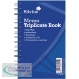 Silvine Twin Wire Carbonless Triplicate Memo Book Blue 733