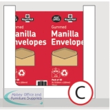 Post Office Envelope Gummed DL 70gsm Manilla Pack of 50 4360186