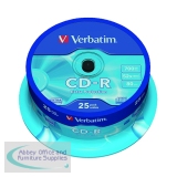 Verbatim CD-R Datalife Non-AZO 80minutes 700MB 52X Non-Printable Spindle (25 Pack) 43432