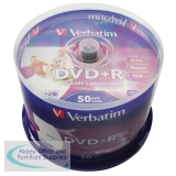 Verbatim DVD+R 16X Wide Inkjet Printable Spindle Pack of 50 43651