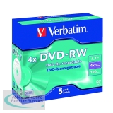 Verbatim DVD-RW 4X 4.7Gb Pack of 5 43285