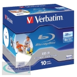 Verbatim Blu-Ray Laser Disk BD-R 25Gb 6X Jewel Inkjet Printable Pack of 10 43713
