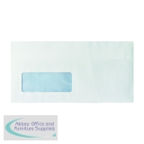 Q Connect Envelope DL Low Window 80gsm White Self-Seal Pack of 1000 KF3455