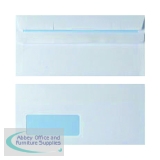White Box Envelope DL Window 90gsm White Self-Seal Pack of 1000 WX3481