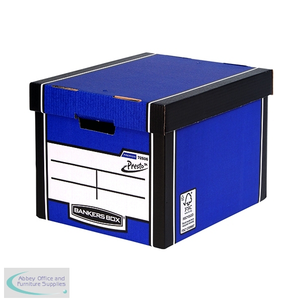 Fellowes Bankers Box Premium Presto Storage Box Blue/White (Pack of 10