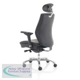 Abbey Domino Black Bonded Leather Chair With Arms & Headrest