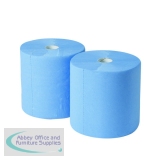 2Work Industrial Roll 3-Ply 250mmx170m Blue (Pack of 2) 2W00620