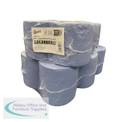 2Work 2-Ply Embossed Centrefeed Roll 50m Blue (Pack of 6) 2W10167