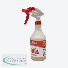 2Work Washroom Disinfectant Empty Trigger Spray Bottle Can Hold 750ml Red 2W10666