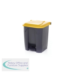 2Work Pedal Bin with Coloured Lid 30 Litre Grey/Yellow 370 x 380 x 455mm 2W10765