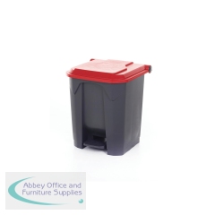 2Work Pedal Bin with Coloured Lid 30L Grey/Red 370x380x455mm 2W10766