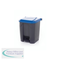 2Work Pedal Bin with Coloured Lid 30L Grey/Blue 370x380x455mm 2W10767