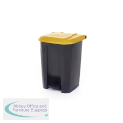 2Work Pedal Bin with Coloured Lid 50 Litre Grey/Yellow 380 x 410 x 560mm 2W10769