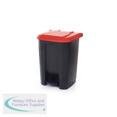 2Work Pedal Bin with Coloured Lid 50L Grey/Red 380x410x560mm 2W10770
