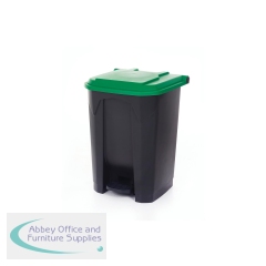 2Work Pedal Bin with Coloured Lid 50L Grey/Green 380x410x560mm 2W10772