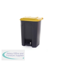 2Work Pedal Bin with Coloured Lid 80 Litre Grey/Yellow 410 x 470 x 670mm 2W10773