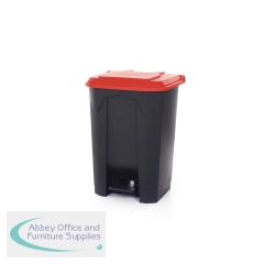2Work Pedal Bin with Coloured Lid 80L Grey/Red 410x470x670mm 2W10774